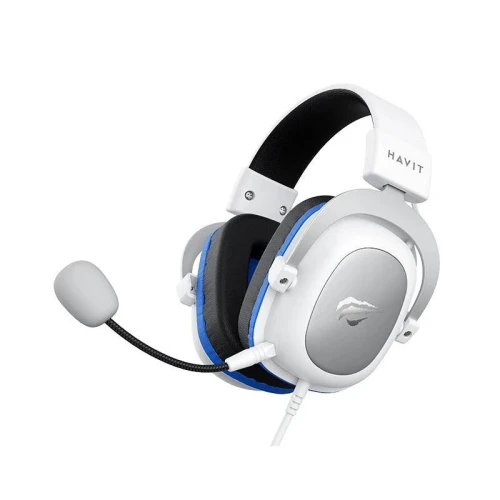 HAVIT GAMENOTE H2002D (WHITE/ BLACK) - CASQUE GAMING FILAIRE 3.5MM - SON STÉRÉO - MICROPHONE FLEXIBLE - RGB - CONFORTABLE